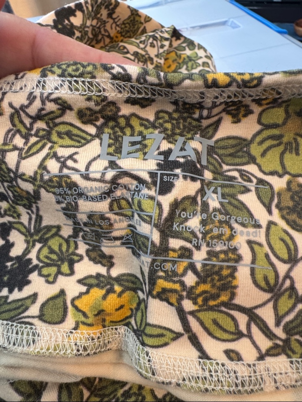 NWT$68 LEZAT Ada Organic Cotton High Waisted 7/8 Legging Botanical Print XL - Picture 10 of 12